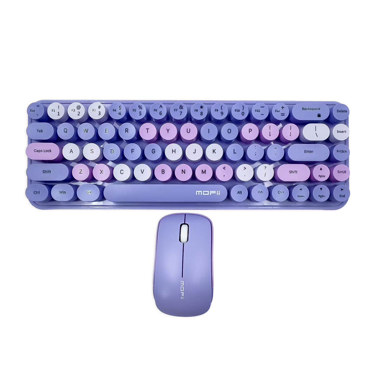 Combo Teclado y Mouse Inalámbrico Mofii Retro - 68 Teclas Redondas Morado | 2.4G Receptor Único