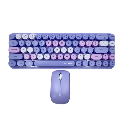 Combo Teclado y Mouse Inalámbrico Mofii Retro - 68 Teclas Redondas Morado | 2.4G Receptor Único