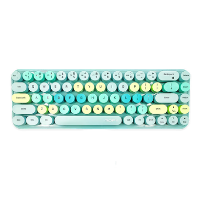Combo Teclado y Mouse Inalámbrico Mofii Retro - 68 Teclas Redondas Turquesa | 2.4G Receptor Único