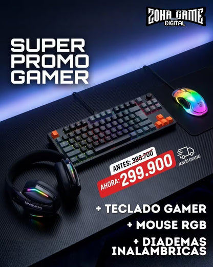 Combo Gamer Pro – Diadema Inalámbrica ONIKUMA GT826 + Mouse CW925 + Teclado Mecánico WB-666