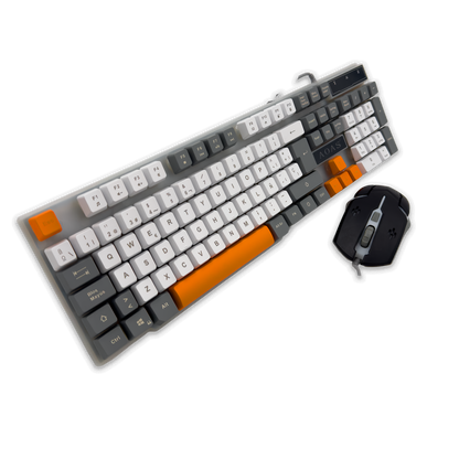 Combo Teclado Mouse Gamer RGB AOAS A-1020 Blanco - LED Multicolor DPI Ajustable USB