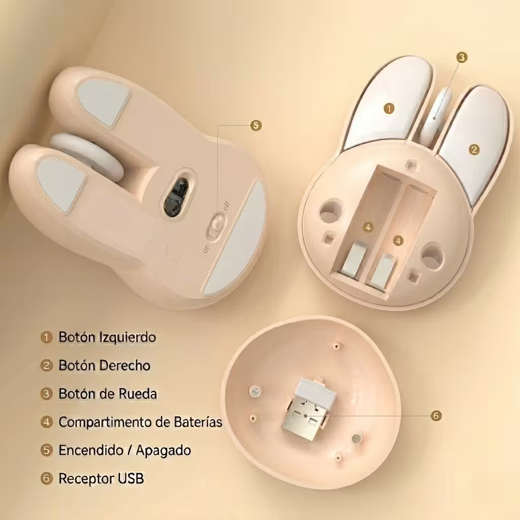 Mouse Inalámbrico Silencioso Mofii M6 - Beige 1200 DPI 2.4G | Ergonómico Para Ella