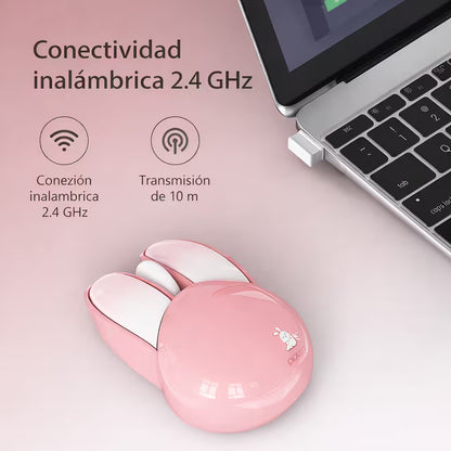Mouse Inalámbrico Silencioso Mofii M6 - Rosa Pastel 1200 DPI 2.4G | Ergonómico Para Ella