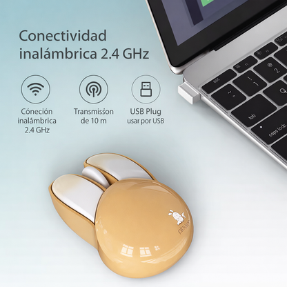 Mouse Inalámbrico Silencioso Mofii M6 - Beige 1200 DPI 2.4G | Ergonómico Para Ella