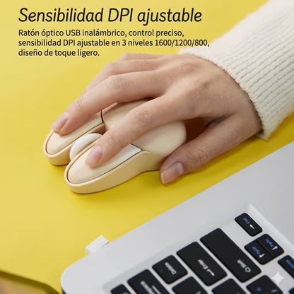Mouse Inalámbrico Silencioso Mofii M6 - Rosa Pastel 1200 DPI 2.4G | Ergonómico Para Ella
