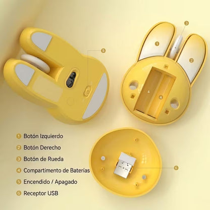 Mouse Inalámbrico Silencioso Mofii M6 - Amarillo 1200 DPI 2.4G | Ergonómico Para Ella