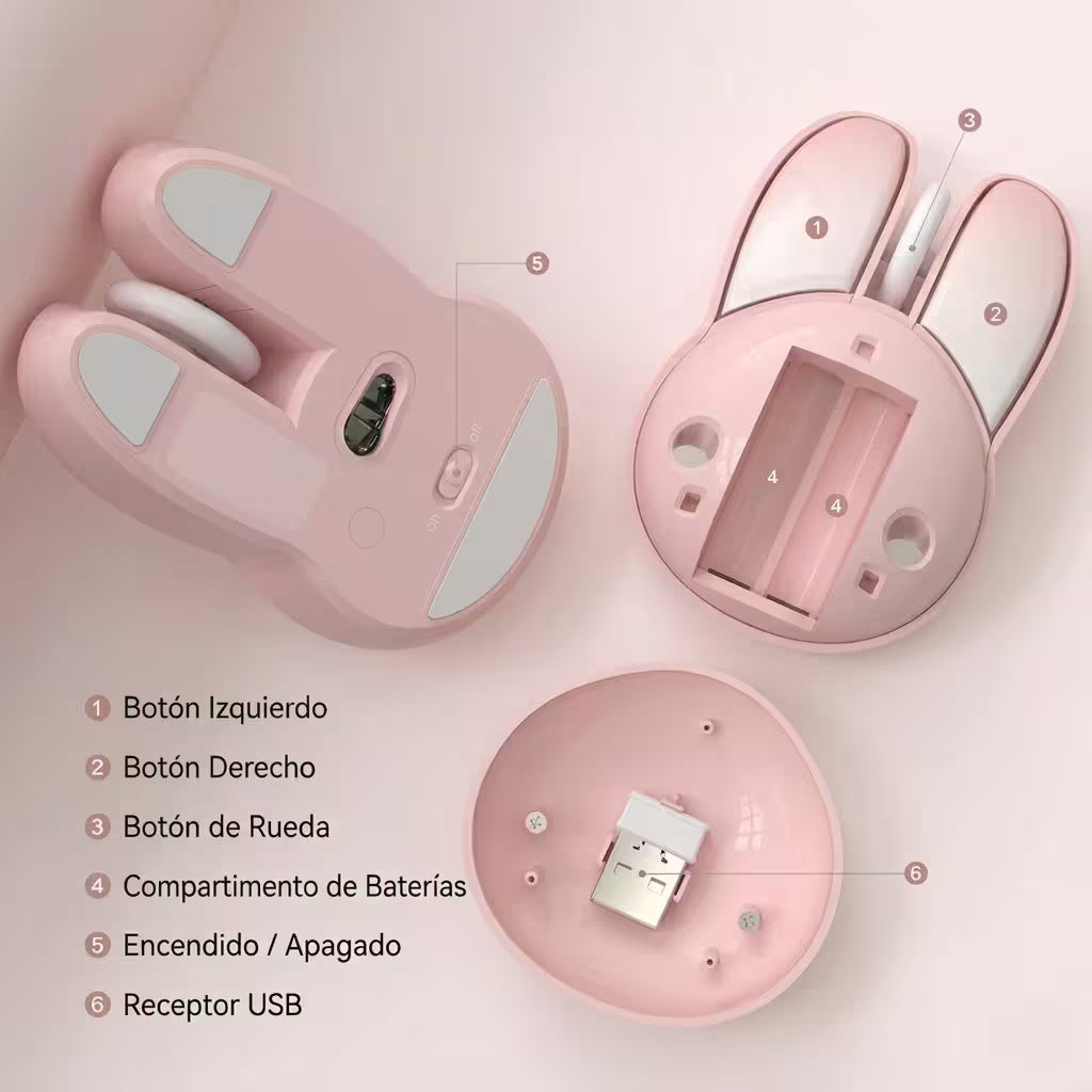 Mouse Inalámbrico Silencioso Mofii M6 - Rosa Pastel 1200 DPI 2.4G | Ergonómico Para Ella