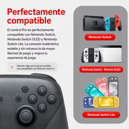 Control Pro Genérico Nintendo Switch - Negro | Bluetooth Vibración Dual Giroscopio | 8H Batería