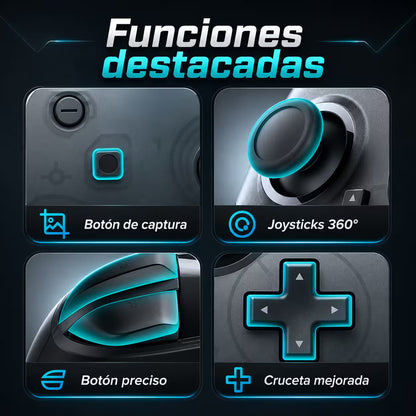 Control Pro Genérico Nintendo Switch - Negro | Bluetooth Vibración Dual Giroscopio | 8H Batería