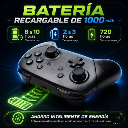 Control Pro Genérico Nintendo Switch - Negro | Bluetooth Vibración Dual Giroscopio | 8H Batería