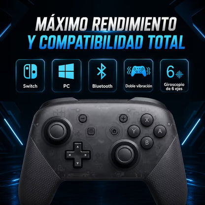 Control Pro Genérico Nintendo Switch - Negro | Bluetooth Vibración Dual Giroscopio | 8H Batería