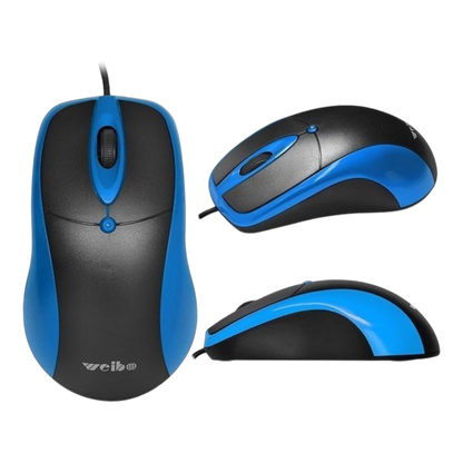 MOUSE ÓPTICO CON CABLE | WEIBO FC-5082 AZUL
