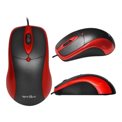 MOUSE ÓPTICO CON CABLE | WEIBO FC-5082 ROJO