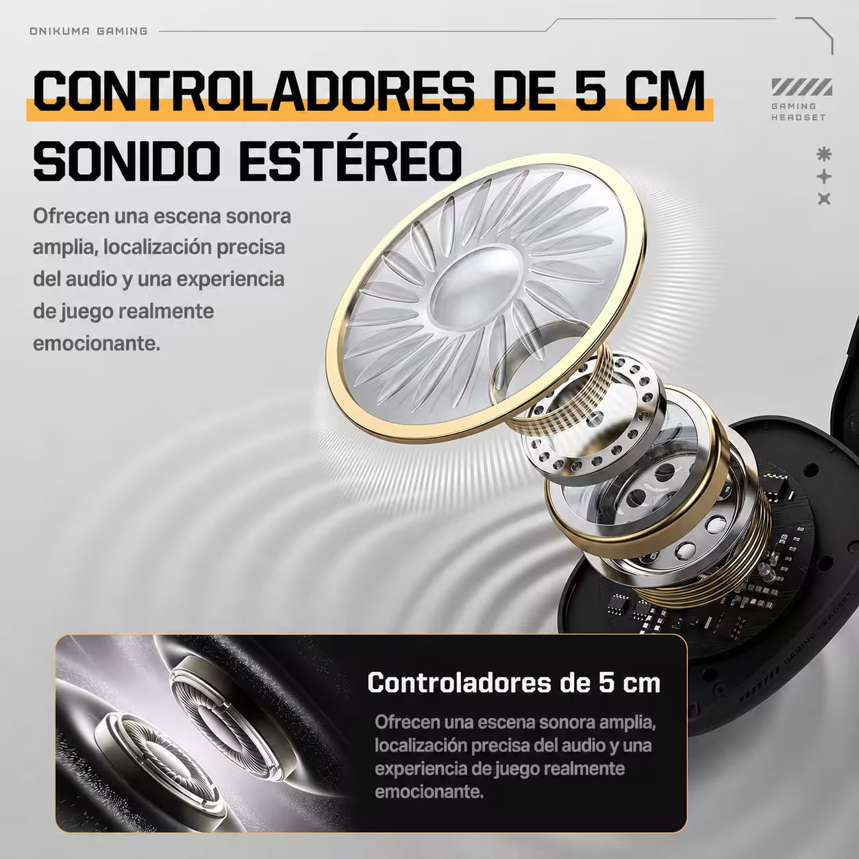 Audífonos Gamer Inalámbricos Onikuma GT805 Blanca| 4 en 1 | Mic Oculto ENC | 60H Batería | PS5, PC, Switch, Móvil