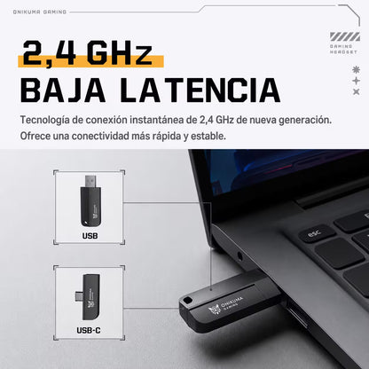 Audífonos Gamer Inalámbricos Onikuma GT805 Blanca| 4 en 1 | Mic Oculto ENC | 60H Batería | PS5, PC, Switch, Móvil