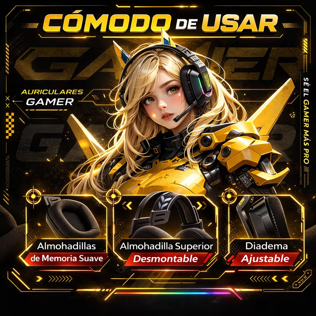 Diadema Gamer ONIKUMA X13 RGB - Audio Precisión Superior 50mm Doble Banda Elástica