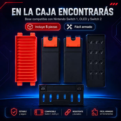 Base Vertical Organizadora DOBE para Nintendo Switch, OLED y 2 — Modelo TNS-19051