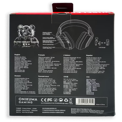 Diadema Inalámbrica Onikuma GT828: Sonido 50mm, Batería 900mAh, Baja Latencia con Dongle 2 en 1