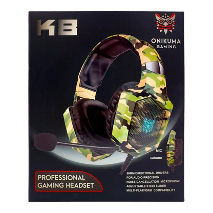 Diadema Gamer  ONIKUMA K8 VERDE CAMUFLADO