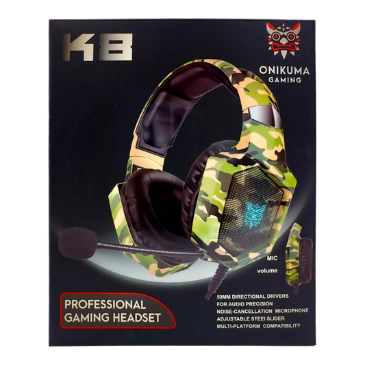 Diadema Gamer  ONIKUMA K8 VERDE CAMUFLADO