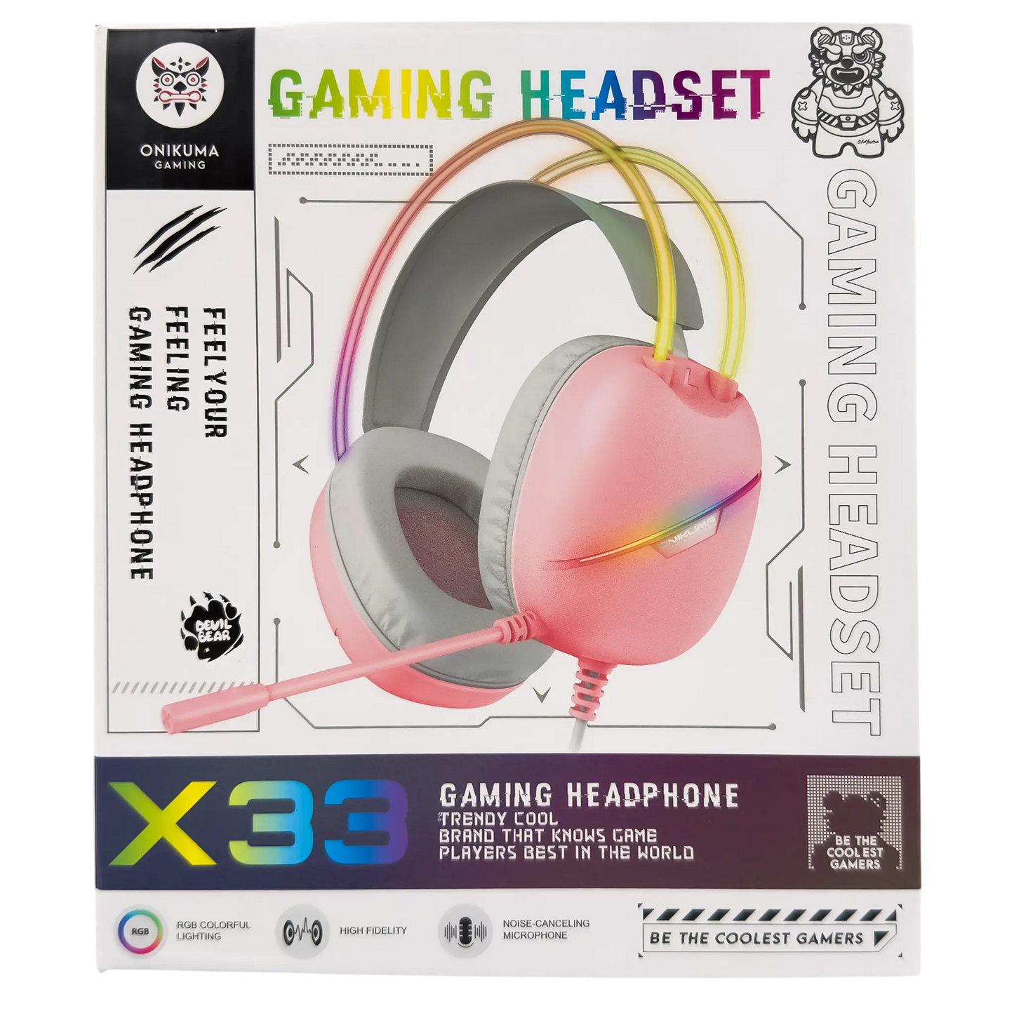 Diadema Gamer ONIKUMA X33 ROSADA