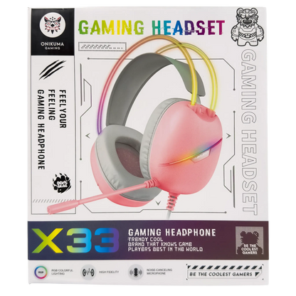 Diadema Gamer ONIKUMA X33 ROSADA