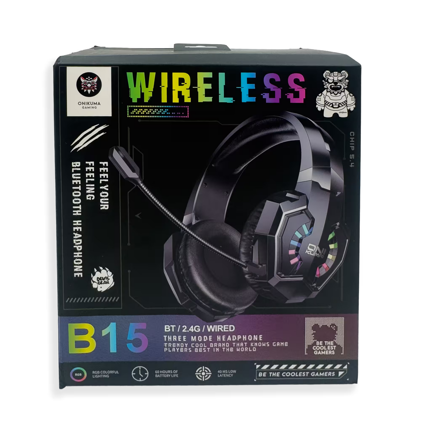 Diadema Gamer Inalámbrica ONIKUMA B15 RGB - 3 Modos Conexión 60H Batería Latencia 40ms
