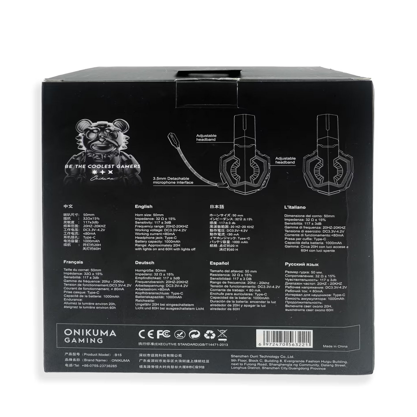 Diadema Gamer Inalámbrica ONIKUMA B15 RGB - 3 Modos Conexión 60H Batería Latencia 40ms