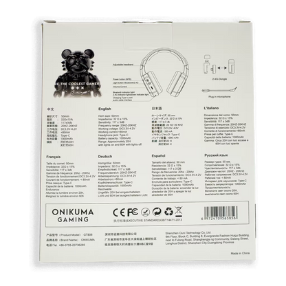 Diadema Gamer Onikuma GT806: Inalámbrica BT 5.4, Batería Infinita y RGB | BLANCA