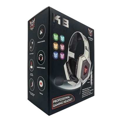 Diadema Gamer ONIKUMA K8 LED RGB Blanca - Micrófono 360°