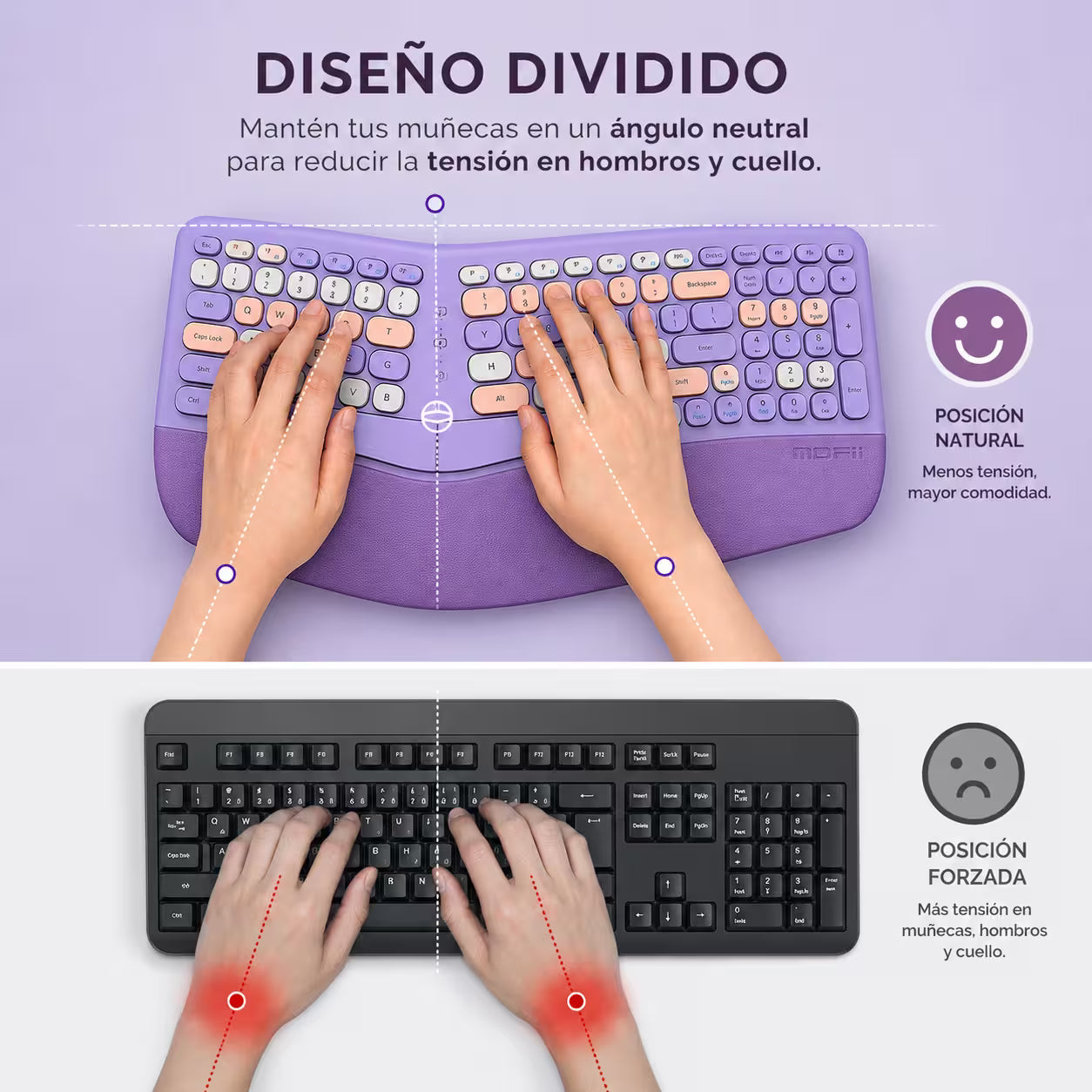 Combo Teclado y Mouse Inalámbrico Ergonómico MOFII Retro Violeta – 104 Teclas Bubble Keys | 2.4G | Para Ellas