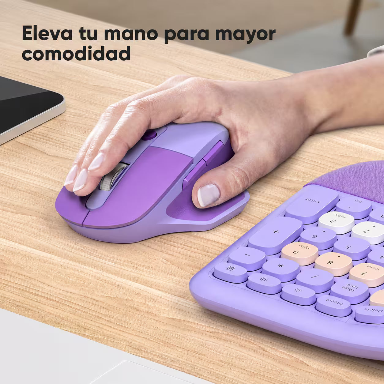 Combo Teclado y Mouse Inalámbrico Ergonómico MOFII Retro Violeta – 104 Teclas Bubble Keys | 2.4G | Para Ellas