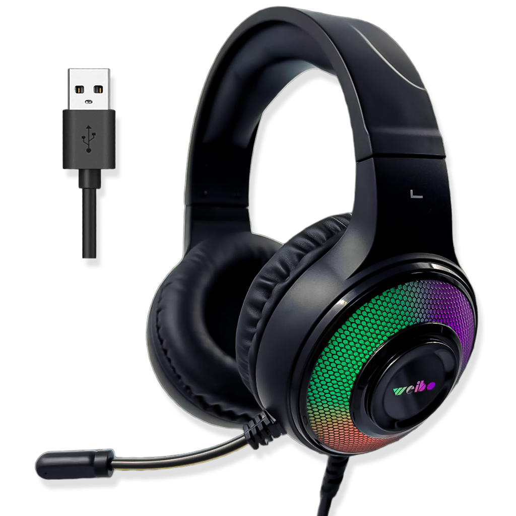 Diadema Gamer WEIBO G50 Sonido 7.1 USB RGB | Auriculares Gaming