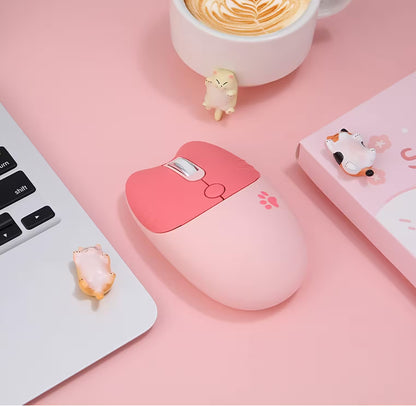 Combo Teclado Mouse GEEZER Gato Rosado - Compacto 2.4G 1600 DPI Silencioso Pilas