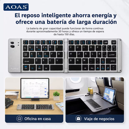 Teclado Plegable Bluetooth AOAS A-1006 Negro – Compacto | QWERTY con Ñ | BT + USB | Portátil