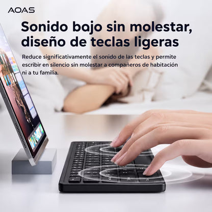 Teclado Plegable Bluetooth AOAS A-1006 Negro – Compacto | QWERTY con Ñ | BT + USB | Portátil