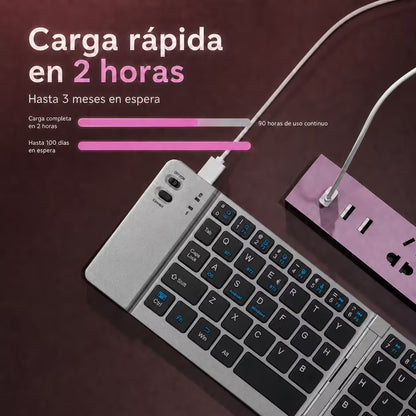 Teclado Plegable Bluetooth AOAS A-1006 Negro – Compacto | QWERTY con Ñ | BT + USB | Portátil