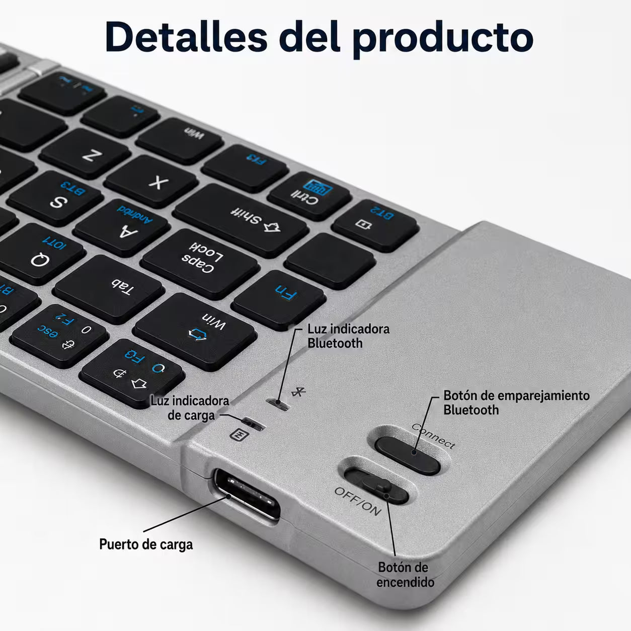 Teclado Plegable Bluetooth AOAS A-1006 Negro – Compacto | QWERTY con Ñ | BT + USB | Portátil