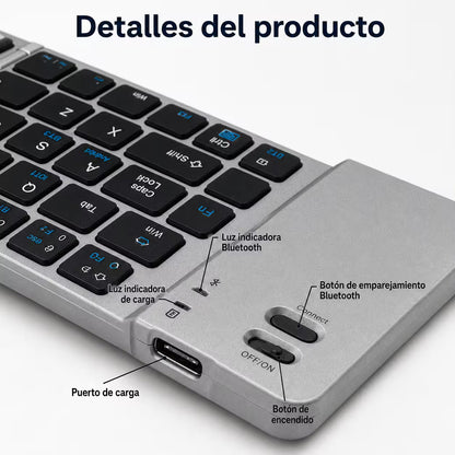 Teclado Plegable Bluetooth AOAS A-1006 Negro – Compacto | QWERTY con Ñ | BT + USB | Portátil