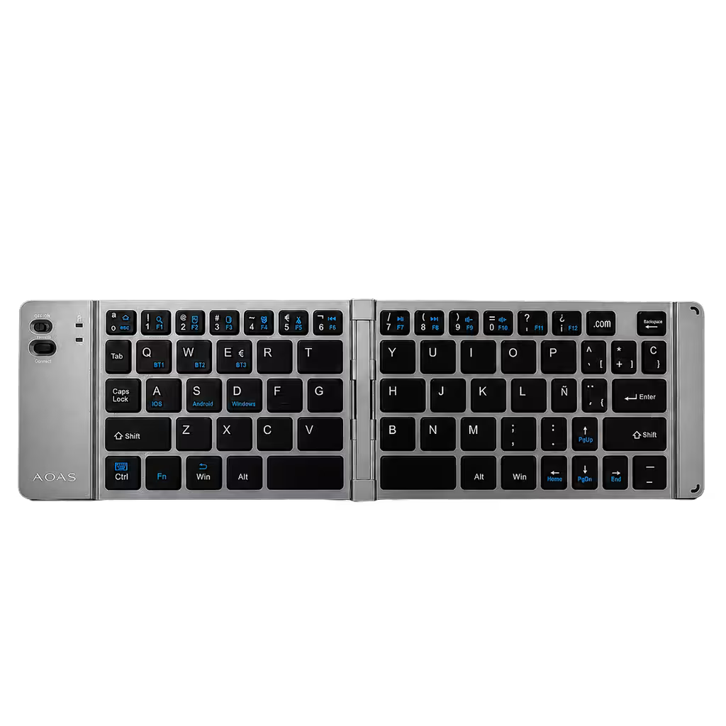 Teclado Plegable Bluetooth AOAS A-1006 Negro – Compacto | QWERTY con Ñ | BT + USB | Portátil