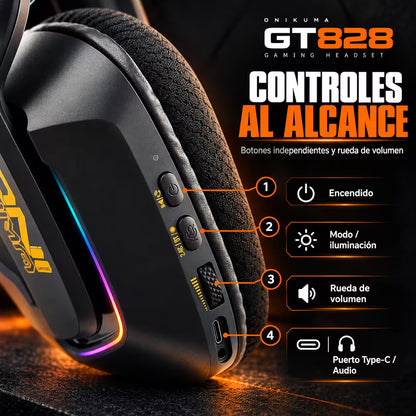 Diadema Inalámbrica Onikuma GT828 – 50mm | 900mAh 55h | Dongle 2 en 1 | 2.4G + BT
