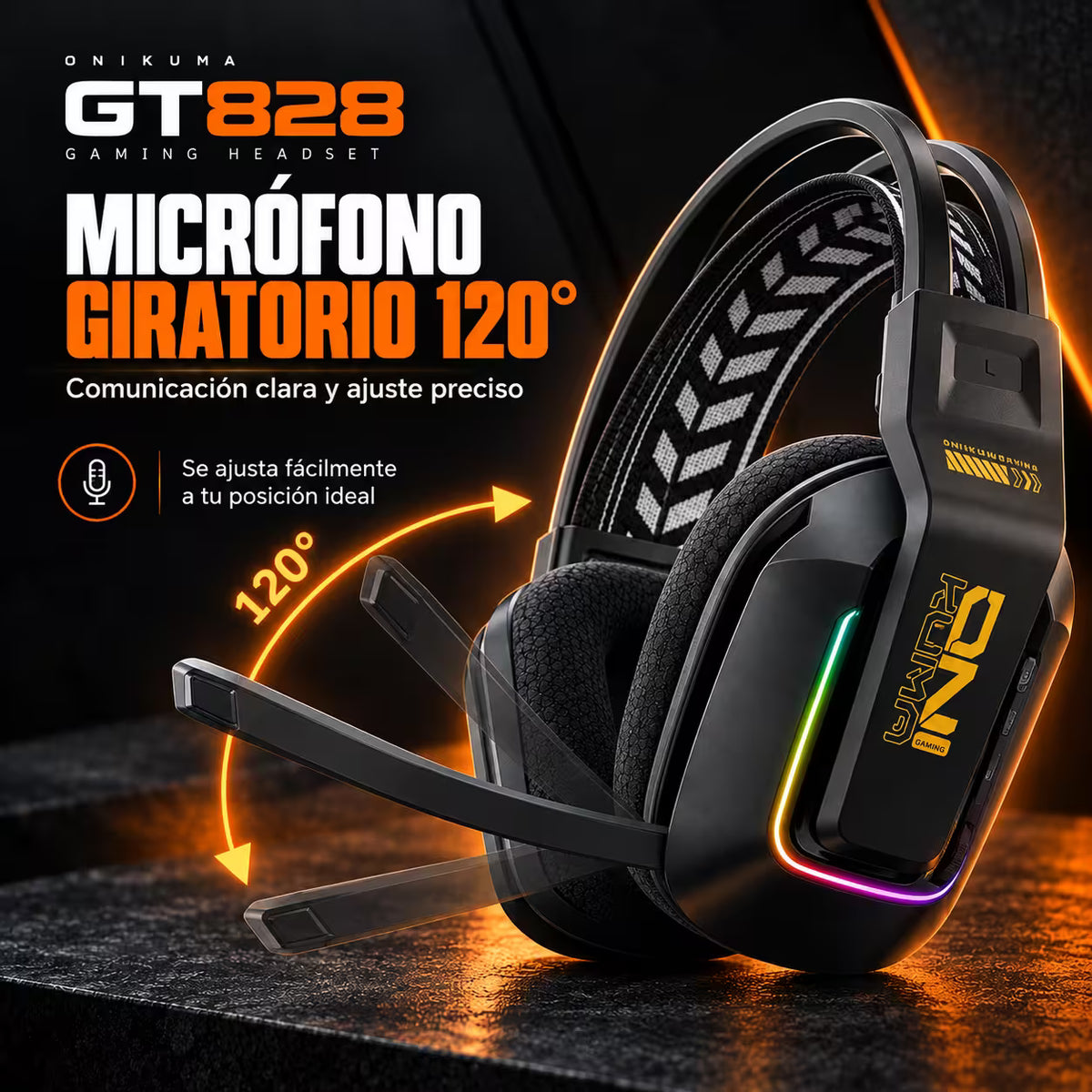 Diadema Inalámbrica Onikuma GT828 – 50mm | 900mAh 55h | Dongle 2 en 1 | 2.4G + BT
