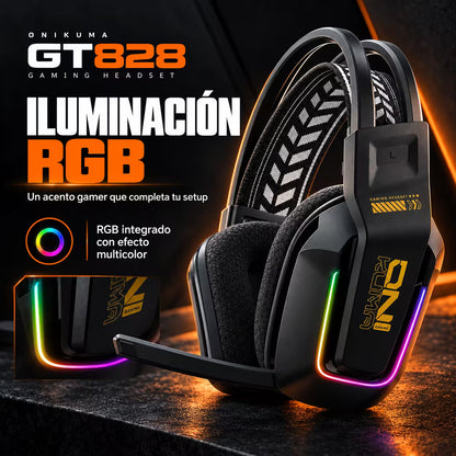 Diadema Inalámbrica Onikuma GT828 – 50mm | 900mAh 55h | Dongle 2 en 1 | 2.4G + BT