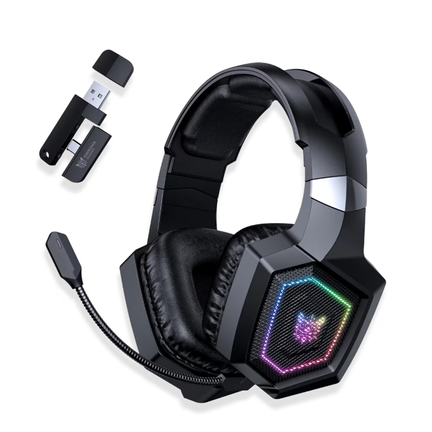 Diadema Gamer Onikuma GT806: Inalámbrica BT 5.4, Batería Infinita y RGB | NEGRA