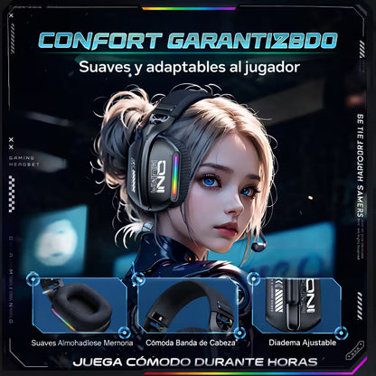 Diadema Gamer Inalámbrica ONIKUMA GT808 RGB - 3 Modos Conexión Micrófono 360° Bluetooth 5.3