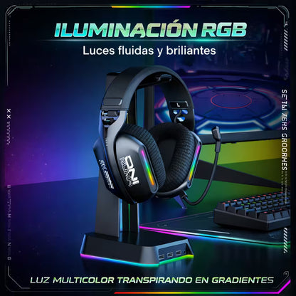 Diadema Gamer Inalámbrica ONIKUMA GT808 RGB - 3 Modos Conexión Micrófono 360° Bluetooth 5.3