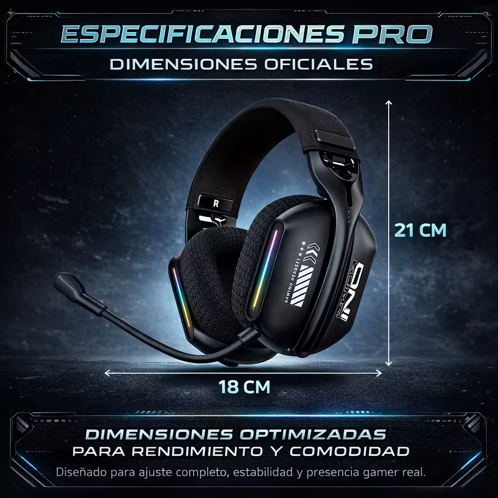 Diadema Gamer Inalámbrica ONIKUMA GT808 RGB - 3 Modos Conexión Micrófono 360° Bluetooth 5.3