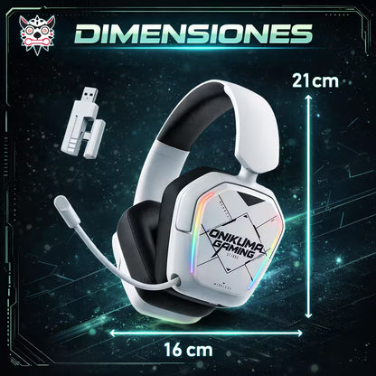 Diadema Gamer Inalámbrica ONIKUMA GT883 RGB Blanca - 4 Modos 80H Batería Bluetooth 5.4