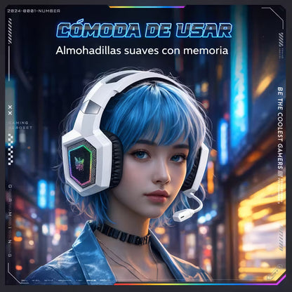 Diadema Gamer Inalámbrica ONIKUMA GT806 RGB Blanca - 3 Modos 60H Batería Latencia 40ms
