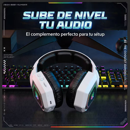 Diadema Gamer Inalámbrica ONIKUMA GT806 RGB Blanca - 3 Modos 60H Batería Latencia 40ms